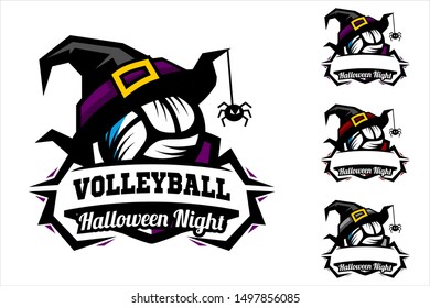 Volleyball ball halloween logo vector