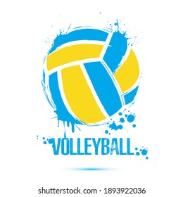 Volleyball ball icon. Abstract voolleyball ball for design logo, emblem, label, banner. Volleyball template on isolated background. Grunge style. Vector illustration