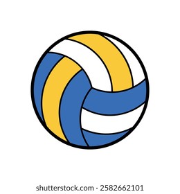 volleyball ball icon, blue and yellow sign, sport symbol, vector illustration