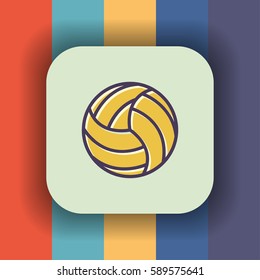 volleyball ball icon with outline and flat offset color