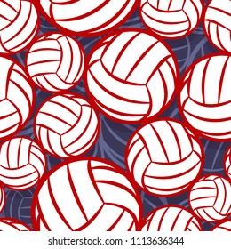 Volleyball ball icon seamless pattern. Vector illustration. Ideal for wallpaper, packaging, fabric, textile, wrapping paper design and any kind of decoration.