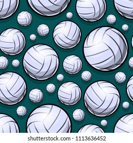 Volleyball ball icon seamless pattern. Vector illustration. Ideal for wallpaper, packaging, fabric, textile, wrapping paper design and any kind of decoration.