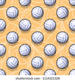 Volleyball ball icon seamless pattern. Vector illustration. Ideal for wallpaper, packaging, fabric, textile, wrapping paper design and any kind of decoration.