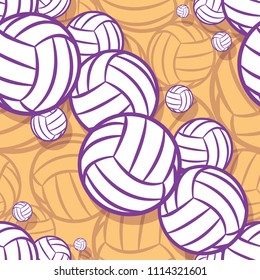 Volleyball ball icon seamless pattern. Vector illustration. Ideal for wallpaper, packaging, fabric, textile, wrapping paper design and any kind of decoration.