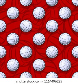 Volleyball Ball Icon Seamless Pattern. Vector Illustration. Ideal For Wallpaper, Packaging, Fabric, Textile, Wrapping Paper Design And Any Kind Of Decoration.