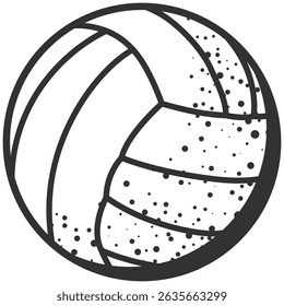 Volleyball Ball Icon. Silhouette, Outline, and Emblem. Vector Sport Symbol Isolated on Transparent Background