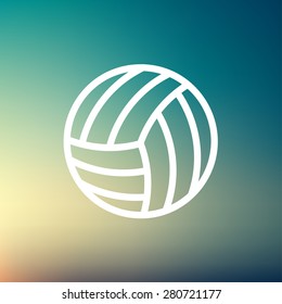 Línea delgada de icono de voleibol para diseño de web y móvil, minimalista moderno y plano. Icono blanco vectorial en el fondo de malla gradiente.