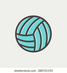 Volleyball ball icon thin line for web and mobile, modern minimalistic flat design. Vector icon with dark grey outline and offset colour on light grey background.