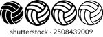 Volleyball ball icon. Vector illustration. Set of isolated volleyball ball icons. Black volleyball ball symbol