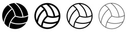 Volleyball Ball Icon. Vector Illustration. Set Of Isolated Volleyball Ball Icons. Black Volleyball Ball Symbol