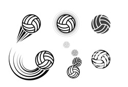 Volleyball Ball Icon. Vector Illustration. Set Of Isolated Volleyball Ball Icons. Black Volleyball Ball Symbol.