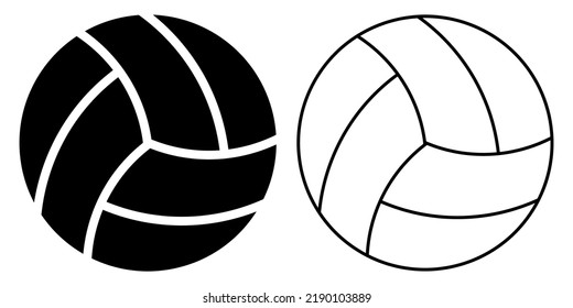 Volleyball ball icon. Vector illustration. Set of isolated volleyball ball icons. Black volleyball ball symbol