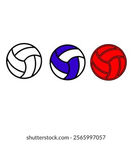 Volleyball ball icon. Vector illustration. Set of isolated volleyball ball icons. Black volleyball ball symbol