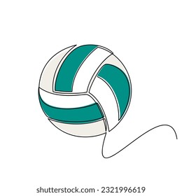 Volleyball-Symbol, Vektorgrafik. Zeilenfortschrittliches Zeichnen. Handgezeichnete lineare Abbildung. Rahmendesign, Druck, Banner, Karte, Broschüre, Poster, Logo, Zeichen, Symbol. Teamsport, Wettbewerb, Hobby.
