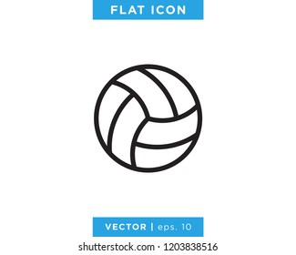 Volleyball Ball Icon Vector Logo Design Template. Editable Stroke.