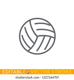 Volleyball ball icon. White background. Easy changing vector with editable strokes.