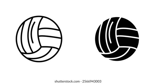Volleyball ball icons. black and white vector set.