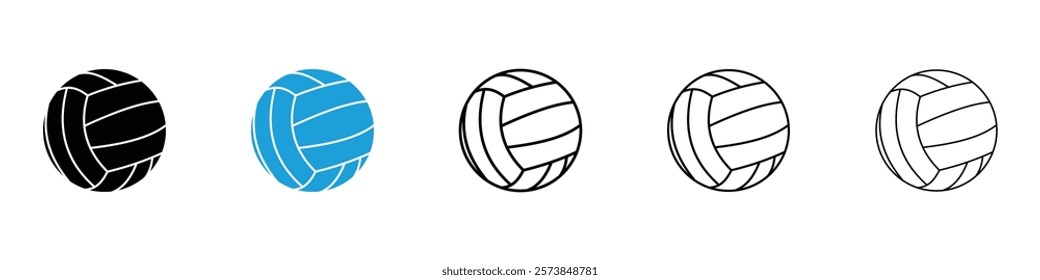 Volleyball ball icons in filled and 3 stroke weights