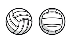 Volleyball Ball Icons Isolated On White Background. Vintage Volleyball Ball Set. Design Elements For Logo, Poster, Emblem. Sport Ball Icons. Vector Illustration