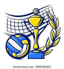 Volleyball ball illustration. Sport club item or symbol.