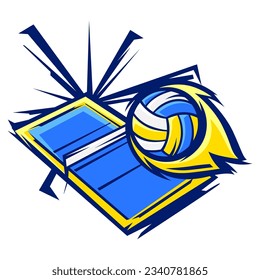 Volleyball ball illustration. Sport club item or symbol.