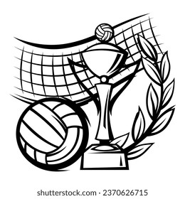 Volleyball ball illustration. Sport club item or symbol.