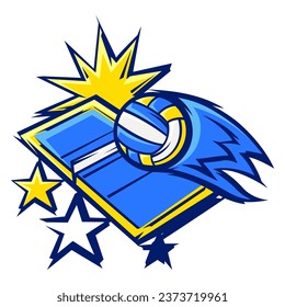 Volleyball ball illustration. Sport club item or symbol.