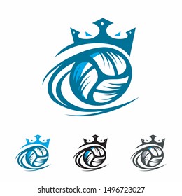 Volleyball Ball King Logo Vector