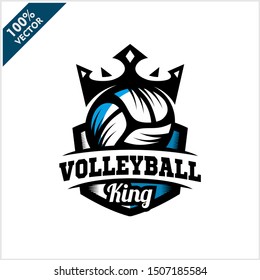 Volleyball Ball King Logo Vector