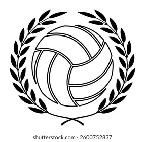 Volleyball ball in a laurel wreath illustration