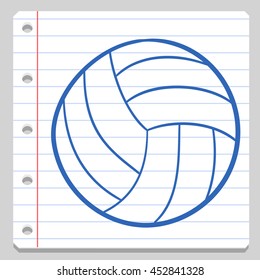 Volleyball Ball Notebook School Doodle Vector Illustration Sketch.