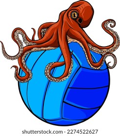 Volleyball ball with octopus vector illustration design