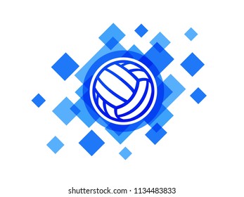 Volleyball ball on blue abstract background vector icon. Water polo ball