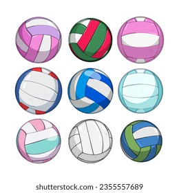 volleyball ball set cartoon. competition activity, beach team, volley symbol volleyball ball sign. isolated symbol vector illustration