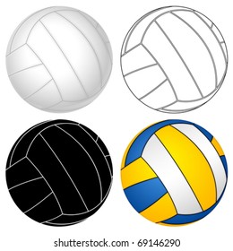 Volleyball ball set on a white background. Vector illustration.