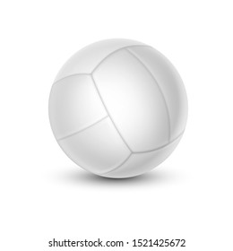 Volleyball ball with shadow isolated on white. Black sphere for beach sport or round item for hand play, leather circle with shade for game activity. Closeup for sporting equipment. Recreation, sport