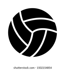 Volleyball ball solid black icon. Ballgame flat vector illustration on white background .