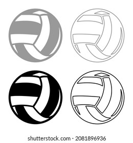 Volleyball ball sport equipment set icon grey black color vector illustration image simple flat style solid fill outline contour line thin