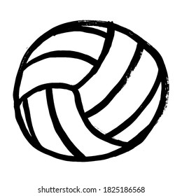 Volleyball ball sports activity play competition tournament, doodle hand drawn vector illustration. Grunge ink drawing on white background.