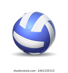 Volleyball ball with stripes realistic vector illustration. Beach sports game equipment. Healthy activity inventory 3d object on white background