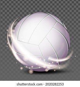 Volleyball Ball Team Sportive Accessory Vector. Volleyball Player Play Leather Tool For Hit On Sandy Playground. Sport Game Teamwork Leisure Activity On Sand Ground Template Realistic 3d Illustration