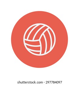 Volleyball ball thin line icon for web and mobile minimalistic flat design. Vector white icon inside the red circle