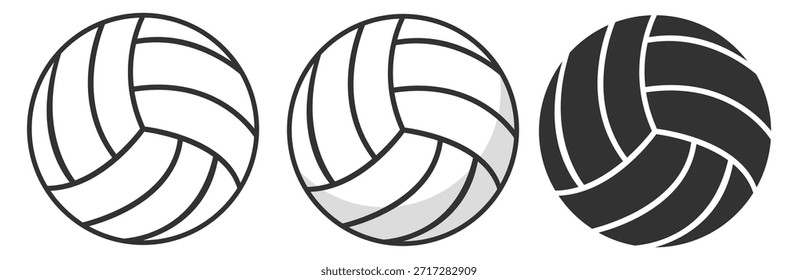 Volleyball ball vector, striped classic sport outline illustration on transparent background