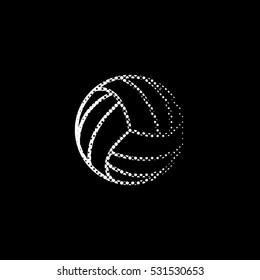 volleyball ball - white vector icon ; halftone illustration