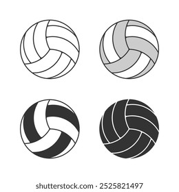 Volleyball balls graphic icons set. Signs isolated on white background. Vector illustration