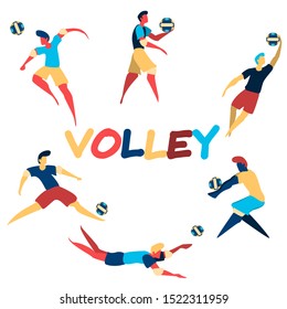 Volleyball banner for sports invitation. Poster for volleyball activity. Volley contemporary colorful vector illustration.