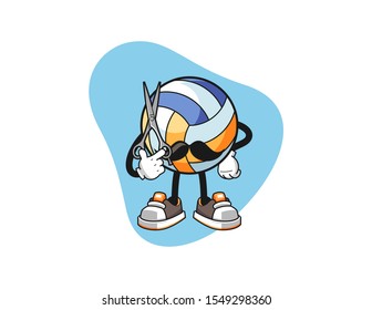 Volleyball barber cartoon. Mascot Character vector.