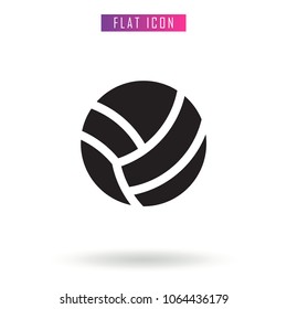 Volleyball Black Ball Vector Icon in flat style, on white background, isolated, illustration for applications and web templates.
