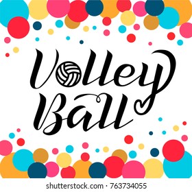 Volleyball black lettering text on white background, vector illustration. Volleyball calligraphy. Sport, fitness, activity vector design. Print for logo, T-shirt, flag, banner, postcards, logotype.