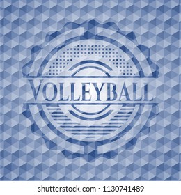Volleyball blue polygonal badge.